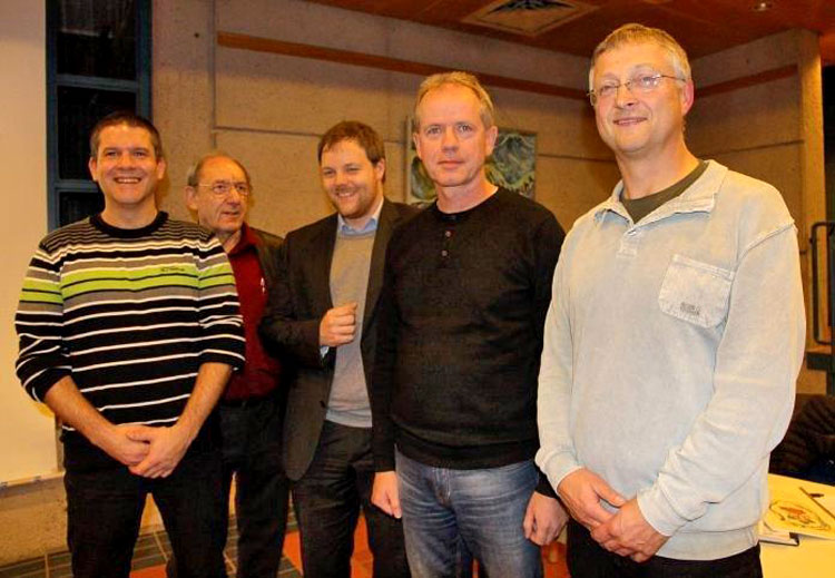 Der neue TGR-Vorstand mit Ehrenvorsitzendem Gerhard Knauf (Zweiter von links): von links Antonio Genovese (Sport), Dominik Fiedler (Verwaltung) Harald Wolf (Finanzen), Udo Sangmeister (Repräsentation). Foto: Silke Schäfer-Marg